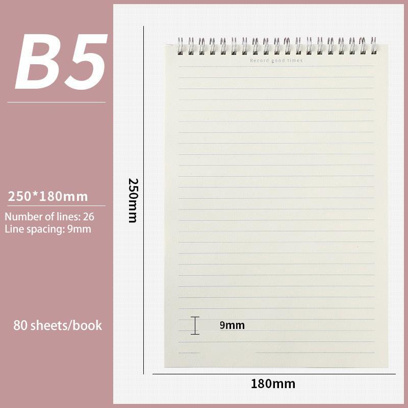 A5/B5/A4 Spiral Coil Notebook Horizontal Grid Blank Notepad Frosted Student Diary Sketchbook School Supplies Stationery