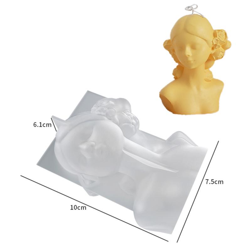 3D Силиконовая форма для свечей Ручная работа Статуэтка девочки с закрытыми глазами Ремесло Гипс Смола Набор для изготовления свечей Сделай сам Производство мыла KTY