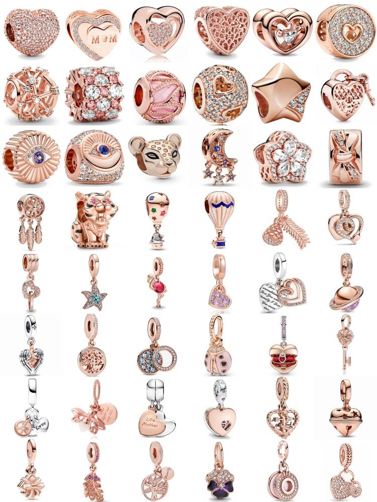 Серия Rose Gold Firefly, Подвеска-ключ, Бусина-компонент, Компонент-бусина, Идеально подходит для оригинального браслета European Authentic, Высококачественные ювелирные изделия