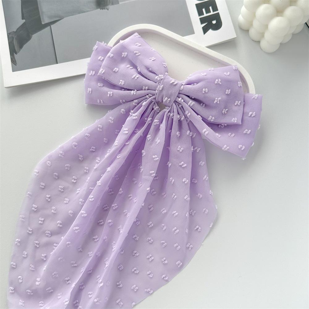 Шифоновый бант в горошек, заколка-стример, пружинная заколка на затылок, женская заколка для волос, головной убор, свежий и милый