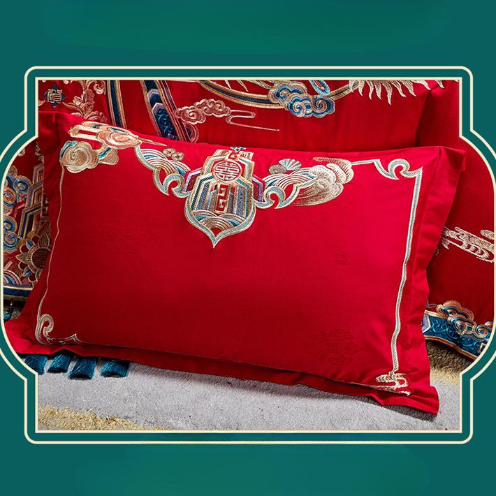 Атласный австралийский хлопок, жаккардовый свадебный комплект из четырех предметов плотностью 200, большой красный элитный роскошный свадебный комплект из нескольких предметов