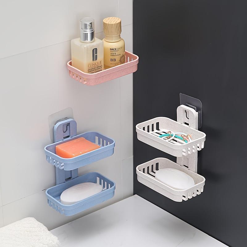 No punching double-layer soap box storage rack soap rack rack non-marking paste