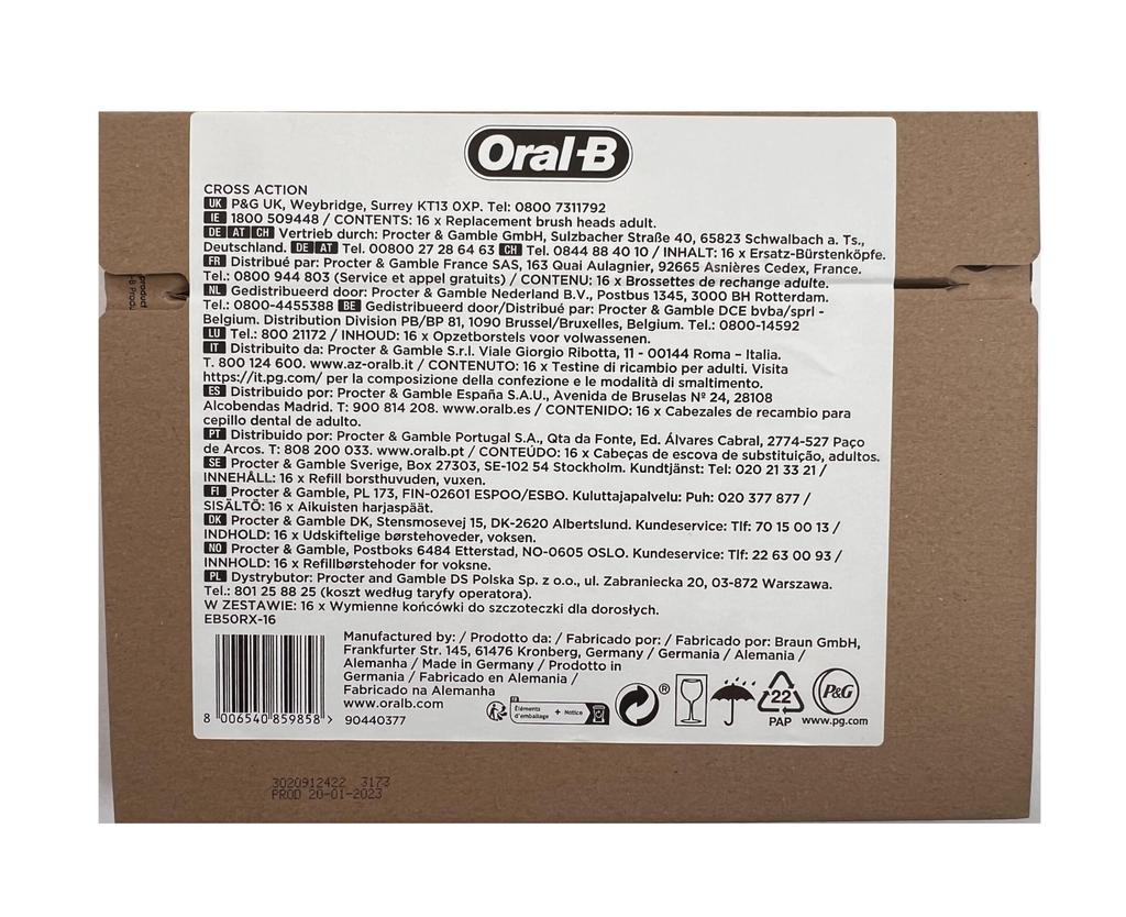 Коричневая электрическая зубная щетка сменная щетка PRO Brush CROSS ACTION 16 шт Oral-B Multi-Action EB50RX-16 [Товар]