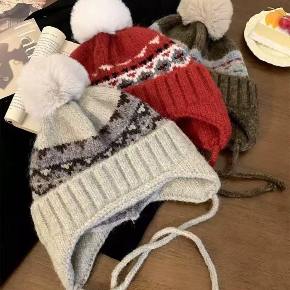 Wool Fair Isle Style Beanies Printed Lei Feng Hat Fashion Jacquard Knitted Hat  Outdoor