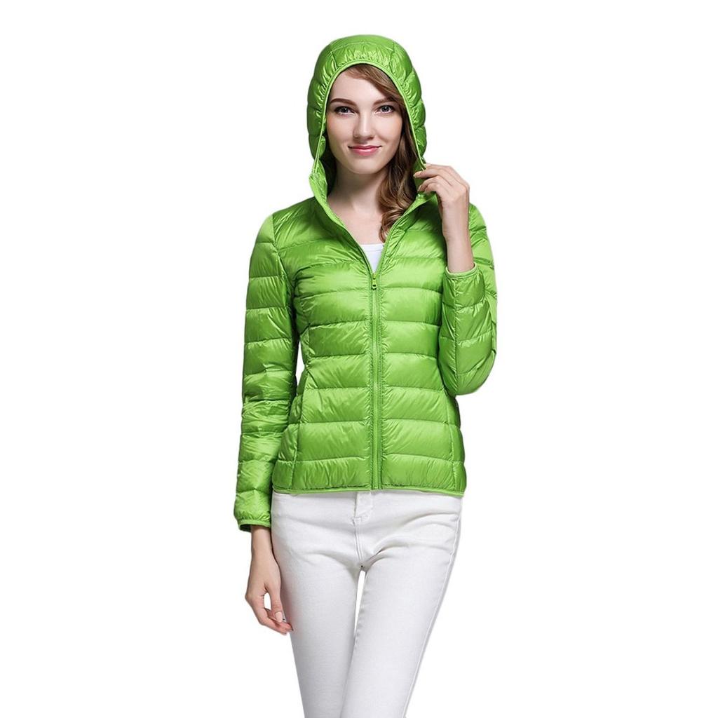 Женская цветная ультра легкая куртка, однотонная куртка на молнии с капюшоном, пуховик