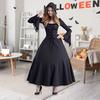 Women Gothic Hooded Witch Dress Vintage Medieval Victorian Dress Halloween Renaissance Cosplay Gown for Makeup Parties Role-Playing