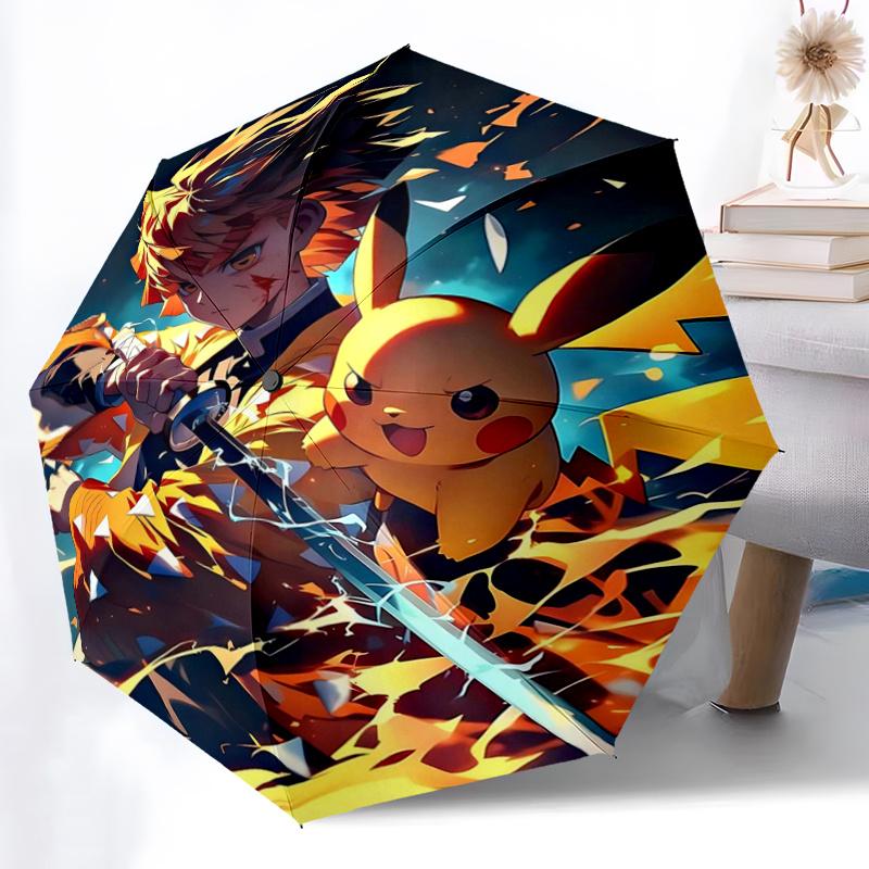 1pc Anime Character & Pikachu Automatic Open/CloseUmbrella, Portable Compact Umbrella for Men & Women I002