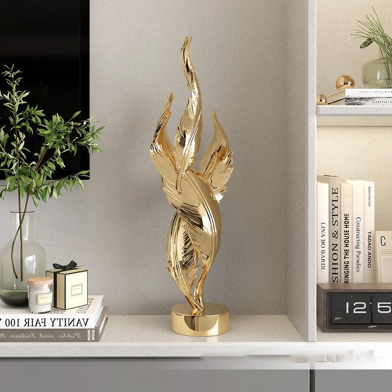 Modern Creative Feather Resin Accessories Office Store Table Figurines Decoration Home Furnishing Room TV Cabinet Sculpture Art