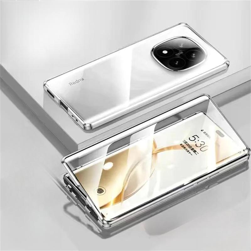 360 Double Sided Glass Phone Case For Xiaomi Redmi Note 14 Pro 5G Metal Magnetic Lens Protector For Mi POCO X7 Pro Cover Coque