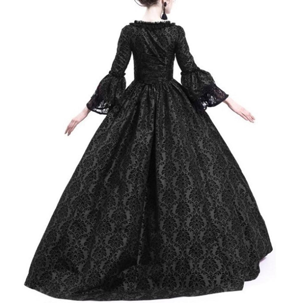 Women Retro Party Princess Cosplay Lace Floor Length Dress