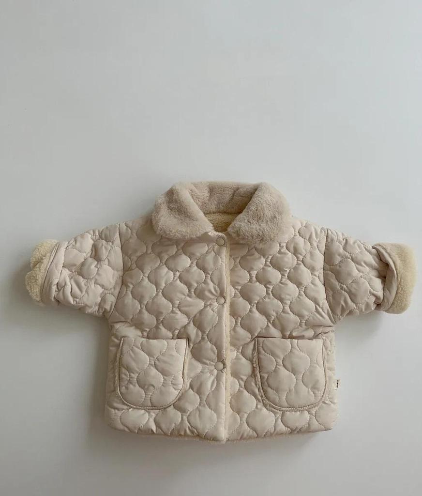 Velvet Winter Cardigan for Babies - Lapel Style, Warm Cotton Jacket, Unisex Newborn Korean Design