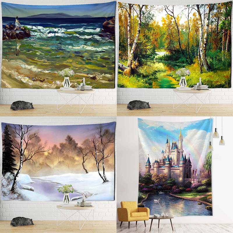 Oil Painting Forest Decoration Tapestry Bedroom Living Room Tapestry Home Wall Decoration Tapestry