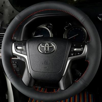Чехол на руль DIY из черной искусственной кожи для Toyota Land Cruiser 2016 2017 2018 Land Cruiser Prado 2018