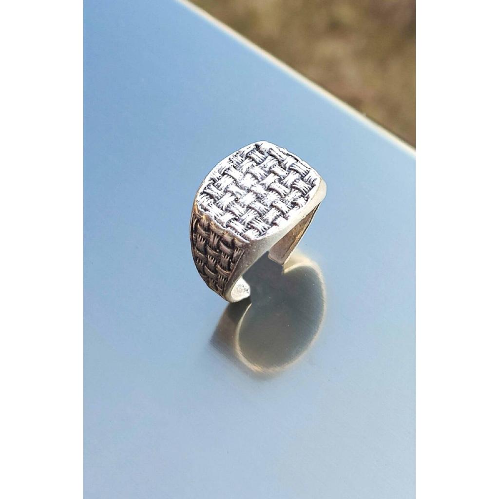 Набор из 3 регулируемых колец с антикварной плетеной моделью «Корона Цезаря» и посеребренными регулируемыми кольцами