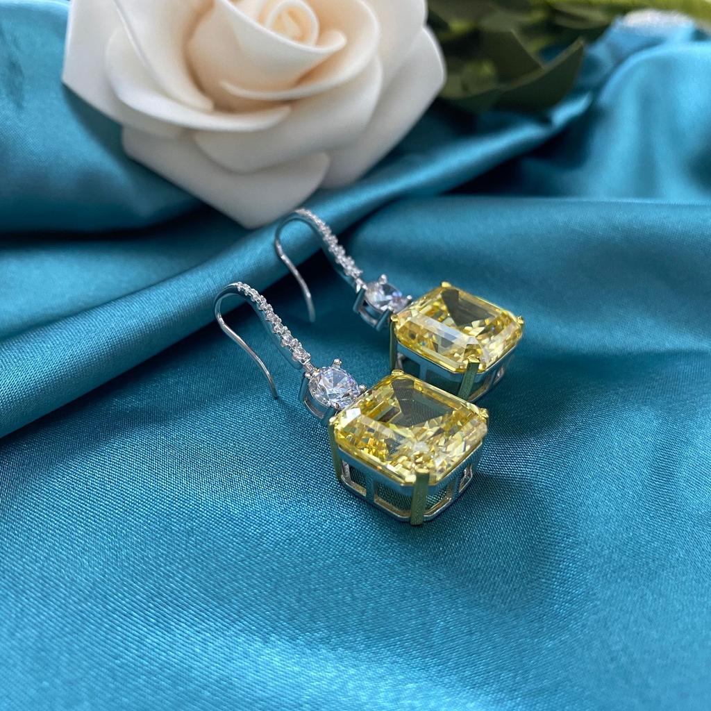 Gica Gema Серьги с желтыми высокоуглеродистыми бриллиантами, стерлинговое серебро 925 пробы, 14*14 мм, серьги-капли, уникальный дизайн, романтические изящные ювелирные изделия, подарки для свадебной вечеринки 