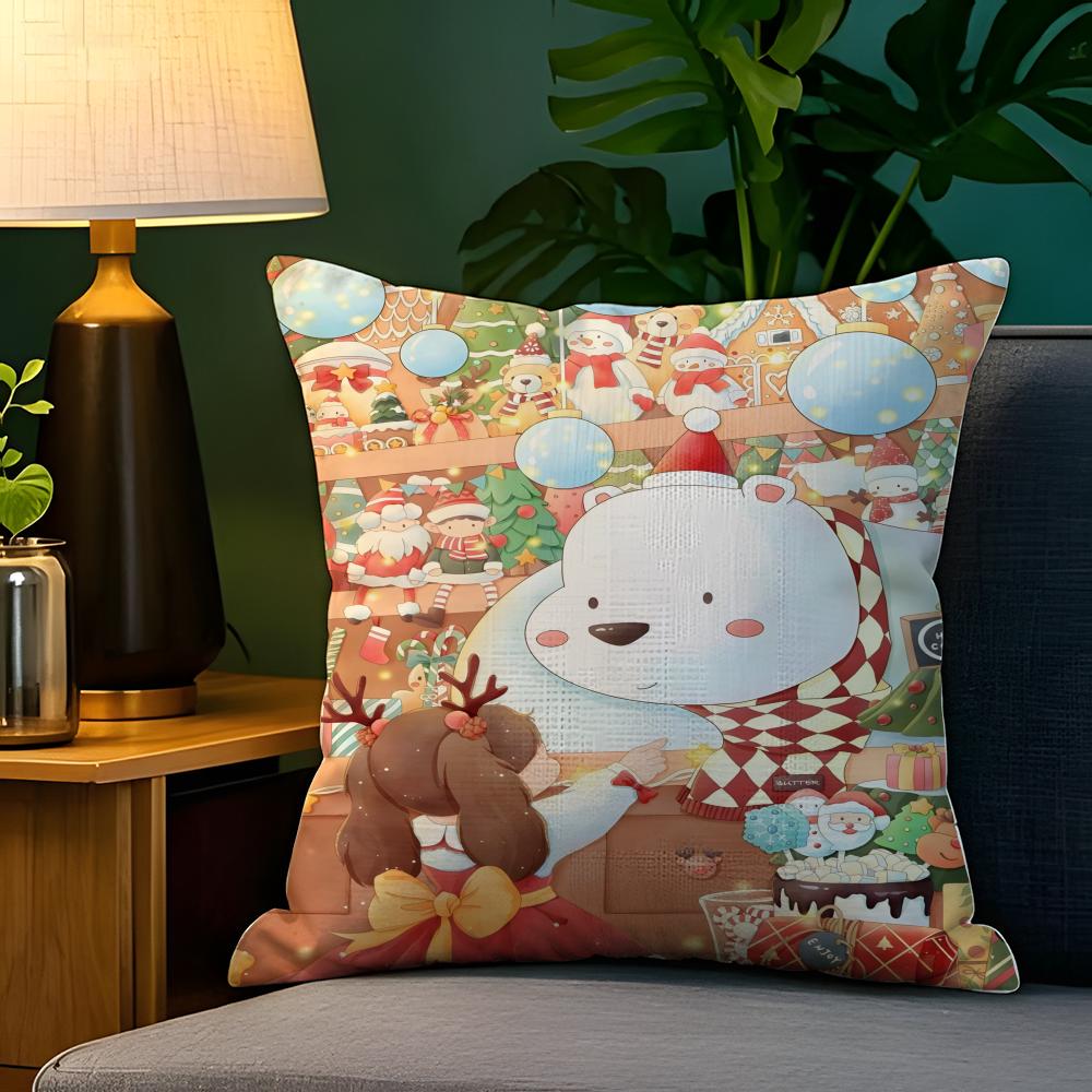 Cute childrens family illustrations  Pillow Case Natural Linen Pillow Case DoubleSided Decor Sofa Pillowcase Home Decor