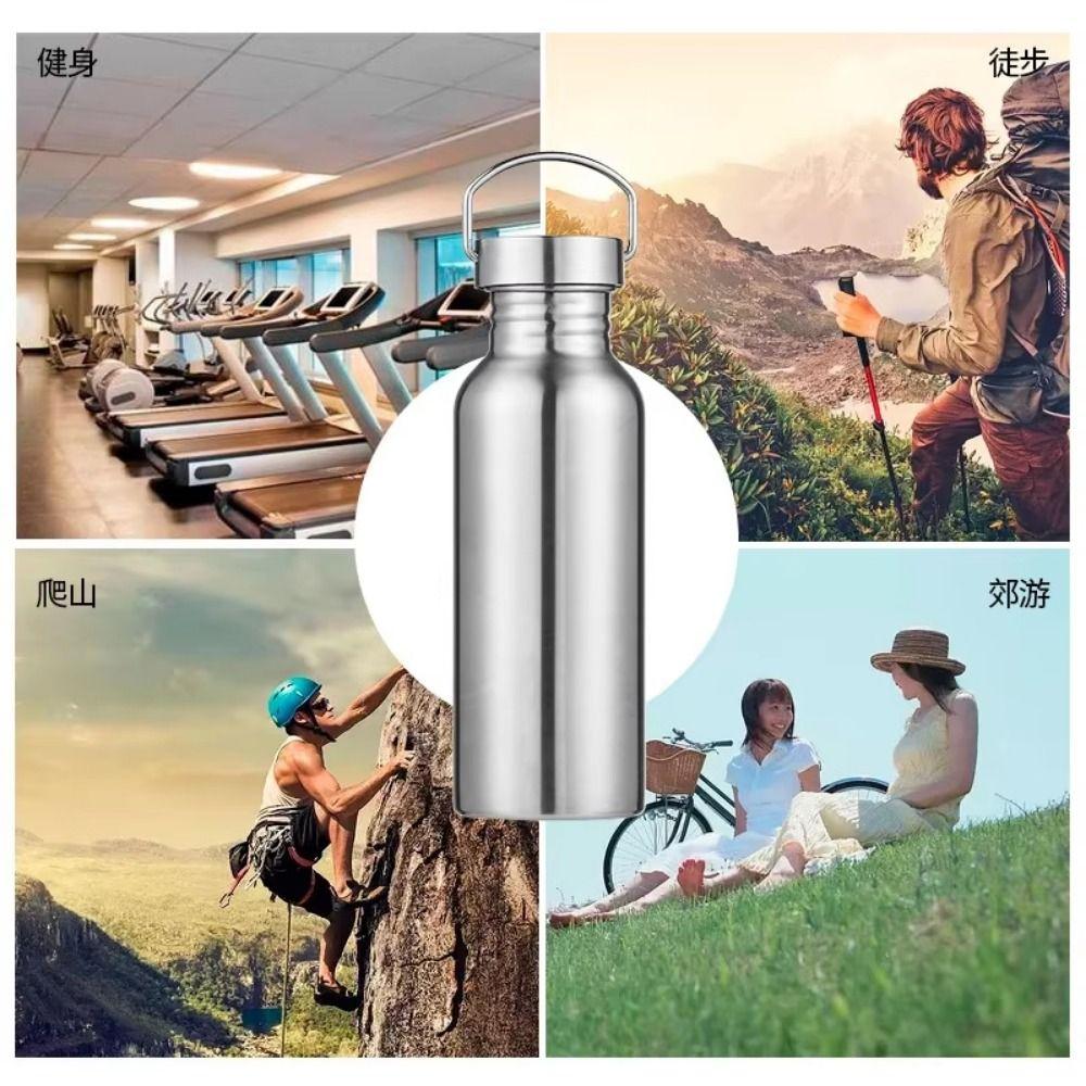 Large Capacity Wide Mouth Bottle Single Walled Outdoor Travel Cup Water Bottle with Handle Hiking