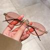 Vintage Metal Punk Sunglasses Rimless Oval Sun Glasses Trendy Frameless Shades Uv400 Protection Gradient Glasses