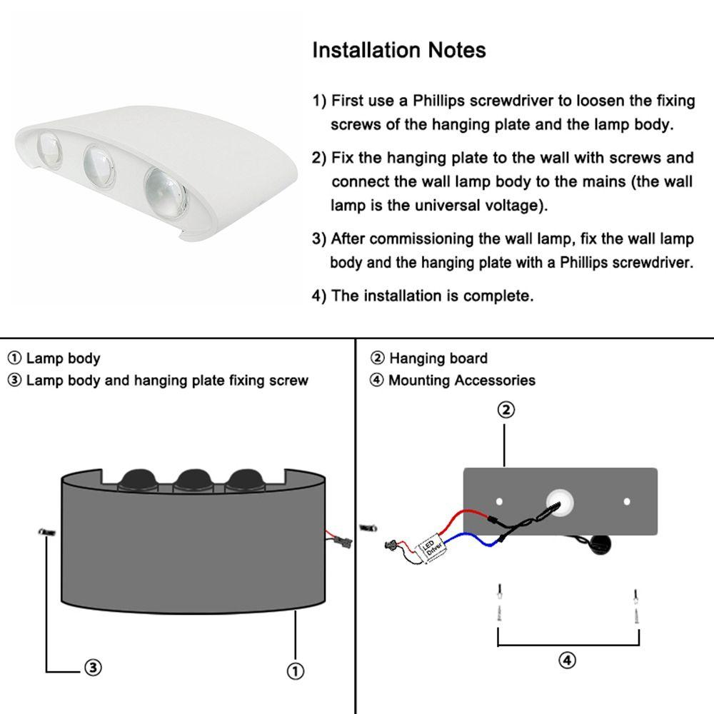 IP65 Waterproof Wall Sconce Lights 6W Wall Lamp Modern Up Down Wall Lights Bedroom