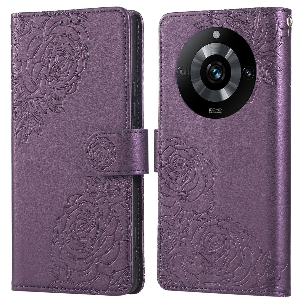 Для Realme 11 Pro+ 5G/11 Pro 5G Чехол-кошелек из ПУ кожи с рисунком розы для телефона с 3 слотами для карт