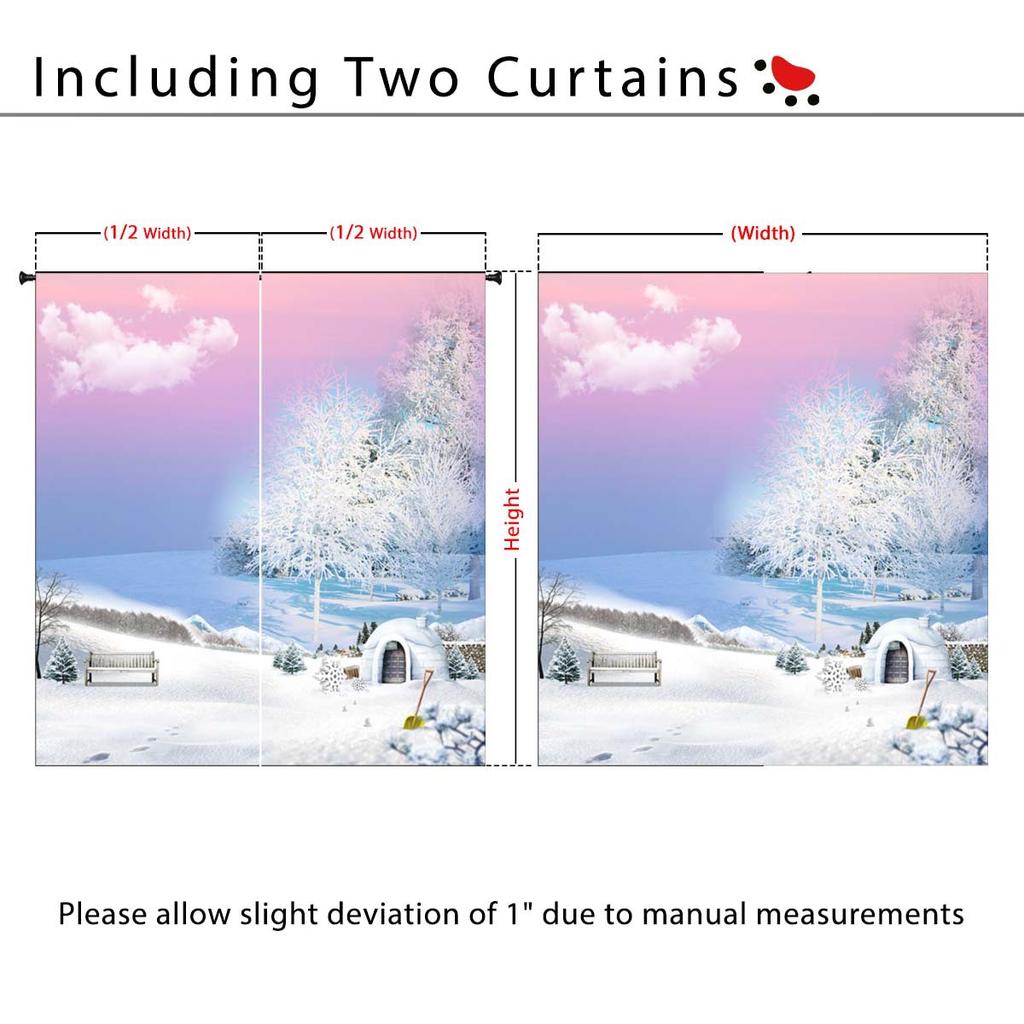 Шторы Дверные шторы Рождественские солнцезащитные шторы Затемняющие шторы из ткани Цифровая печать Снеговик Перфорированные