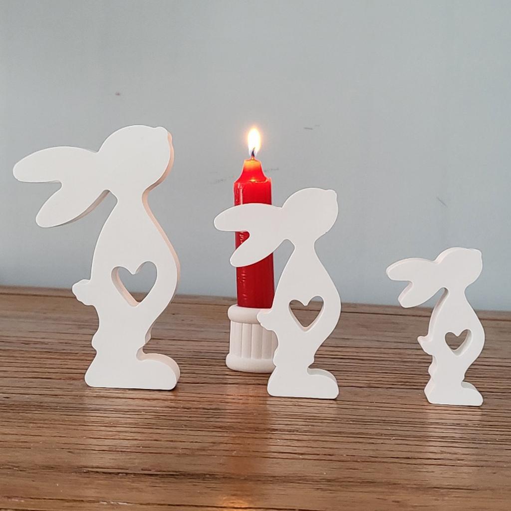 Heart Rabbit Candle Resin Mold Easter Rabbit Silicone Mould DIY Craft Mold Handmade Soap Baking Mold for Home Decors
