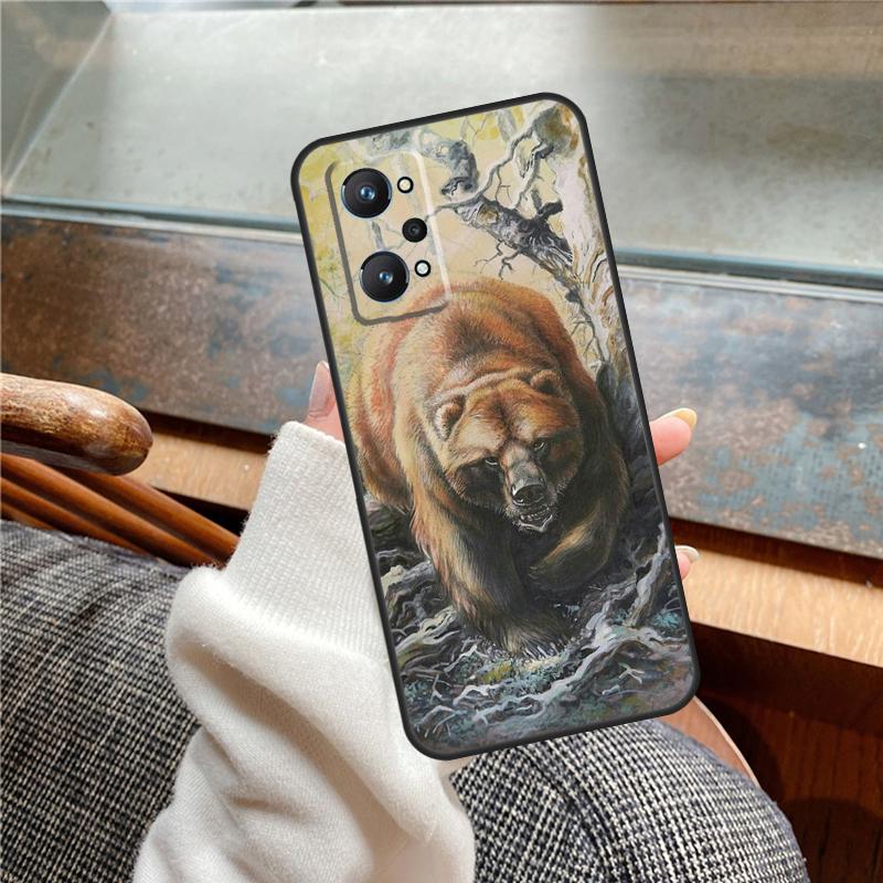 Cute Grizzly Bear Case For Realme 13 Pro Plus 11 12 14 C71 C75 C55 C51 C53 C25 C63 C61 C65 C67 GT6 GT7 15 Pro