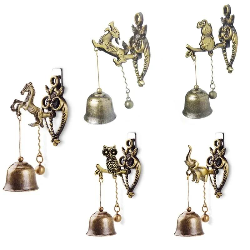 Retro Anmial Figure Decorative Doorbell Wind Chime Shopkeeper Doorbell Door Knocker for Storage Room Garden Porch Front Entrance Home Decor