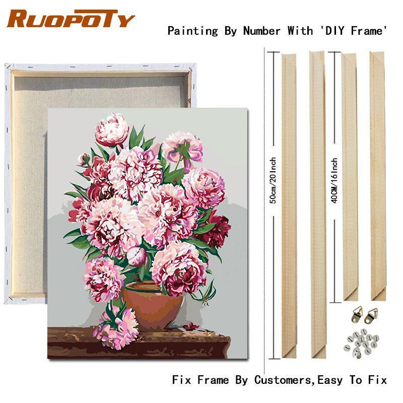 RUOPOTY Рамка «сделай сам», картина по номерам, башня, настенное искусство на холсте, акрил, уникальный подарок, картина по номерам, цветок для гостиной