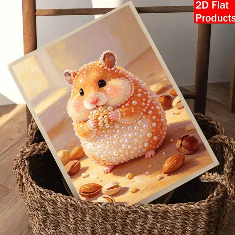 Pearl painting kit DIY cute hamster eating nuts home decoration painting