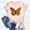 (Азиатский размер)Футболка с леопардовым принтом и бабочкой, милая милая одежда, повседневная женская футболка с коротким рукавом и принтом, женская модная футболка, женская футболка с графикой