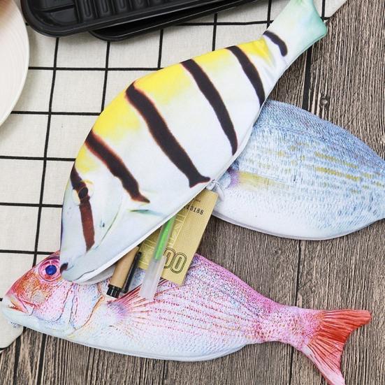 Creative Gift Fish Shape Pencil Bag Pen Case Zipper Pouch School Stationery