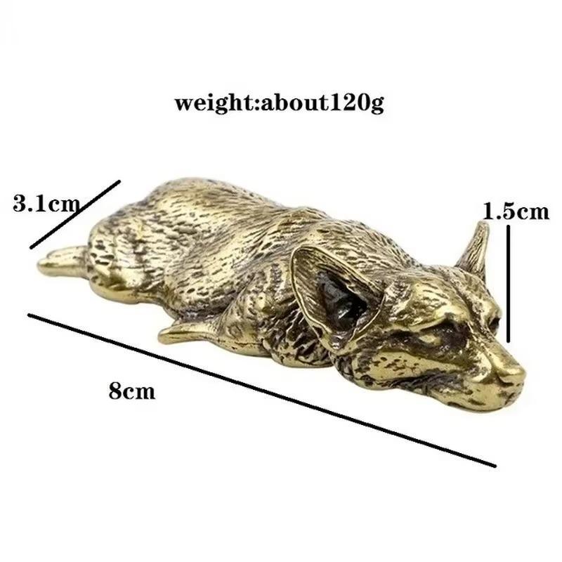 Античная латунь Собака корги Микрорезьба Ручная работа Креативная металлическая собака Настольное украшение Античное украшение для дома Собака Чайный питомец