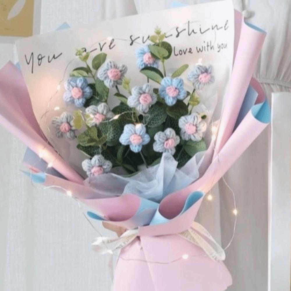 Мягкая пряжа Искусственная цветочная композиция Корейский стиль Вязаные крючком цветы ромашки Свадебная вечеринка