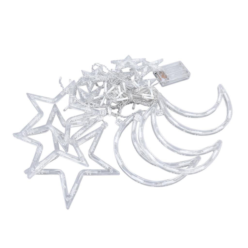 Гирлянда для занавеса «Звезда, Луна» Романтическая атмосфера Питание от батареек 126 светодиодных гирлянд для занавеса «Рамадан»