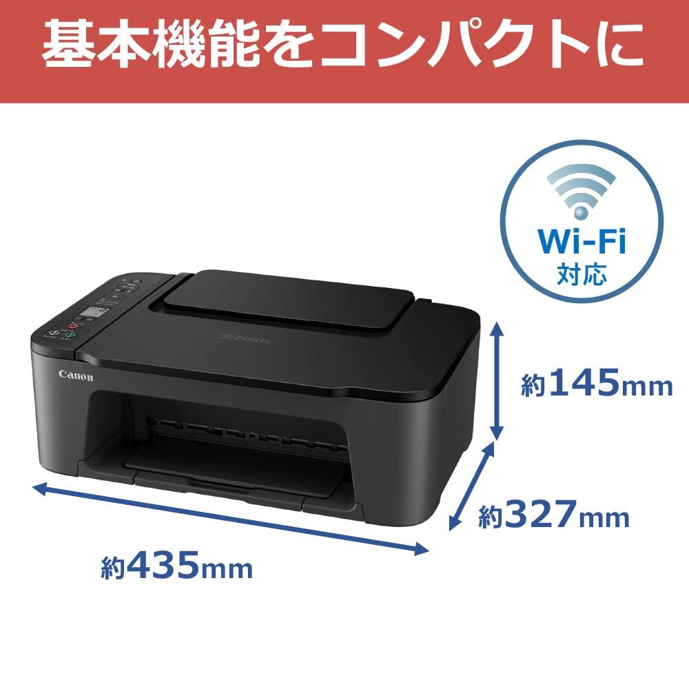 Canon Printer A4 Inkjet Multifunction Printer PIXUS TS3530 Black compatible For telework 2022 model 4 compatible ink series Wi-Fi colors, integrated,