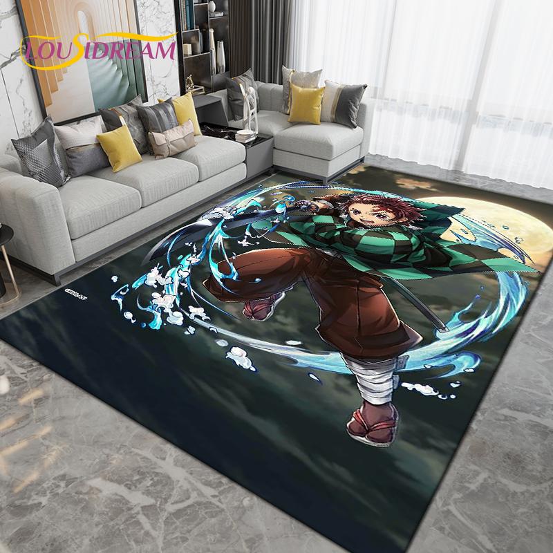 Большой ковер с мультяшным убийцей демонов, ковер для гостиной, украшение детской комнаты, детский нескользящий напольный коврик для игр