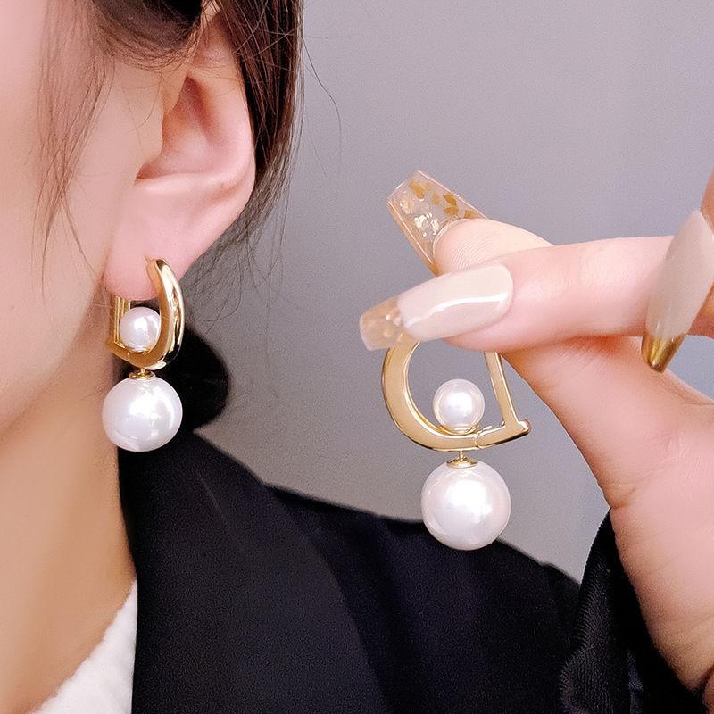 Жемчужные серьги-подвески для женщин и девочек, элегантная D-образная пряжка для ушей