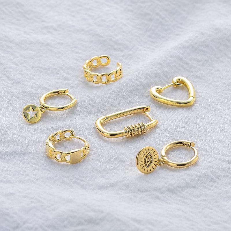 ANENJERY 6 шт./компл. серьги-кольца в форме сердца и глаз в форме звезды, женские простые креативные геометрические серьги