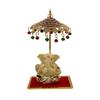 Metal Umbrella Chhatra with Hanging Crystals for God Idol, Car Dashboard/Office Desk/Table/Home Decor Showpiece