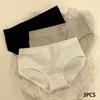 3 шт. Треугольные трусики больших размеров для студенток-подростков, любящих японский стиль - Средняя посадка, однотонные, бесшовные, дышащие, с эффектом подтяжки бедер и похудения