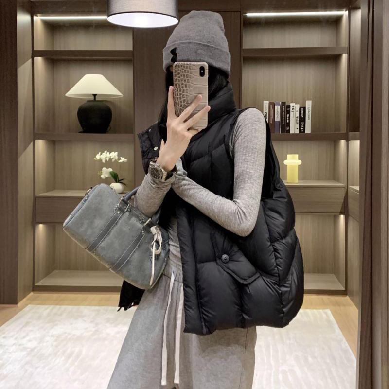 Fashion down vest women's 2024 autumn and winter stand-up collar lightweight thickened vest outer wear loose vest tide
