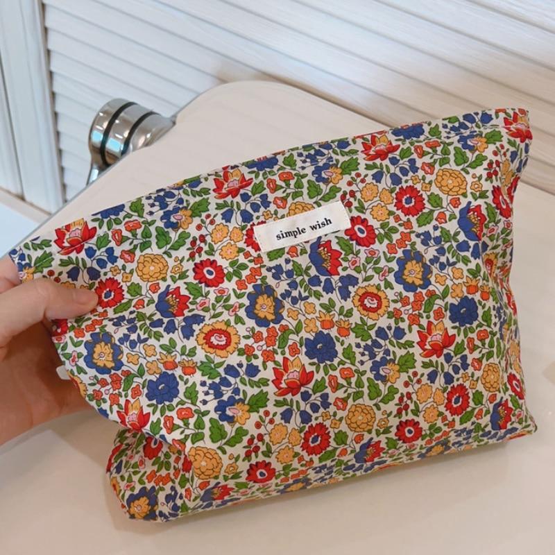 Большая вместительная винтажная косметичка с цветочным принтом, косметичка для хранения для женщин и девочек, дорожный органайзер, сумка для туалетных принадлежностей, косметичка для стирки