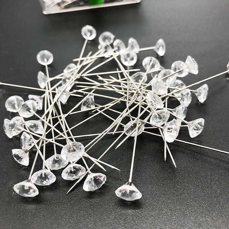 Многофункциональная практичная игла с цветным ромбовидным кристаллом, игла с перламутровым блеском, популярное свадебное украшение, 50 шт.