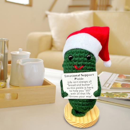 Плюшевая игрушка «Маринованный огурец для эмоциональной поддержки», ручная работа, супермягкая, очаровательный внешний вид, ручное плетение