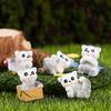 1 Set Mini Cats Statue Lovely Realistic Shape Resin Whimsical Design Garden Miniature Home Decor