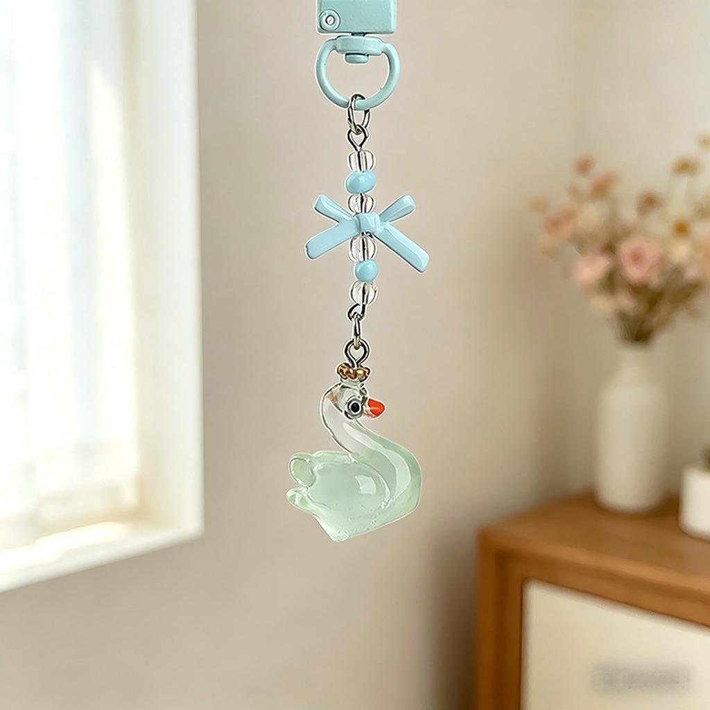 Resin Bow Pendant Delicate Cute Keychain Accessory Swan Bag Charm Versatile Glow In The Dark Swan Keychain For Small Gift Purse