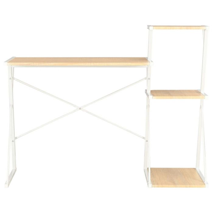 VidaXL Bureau avec étagère Blanc et chêne 116x50x93 cm 20291