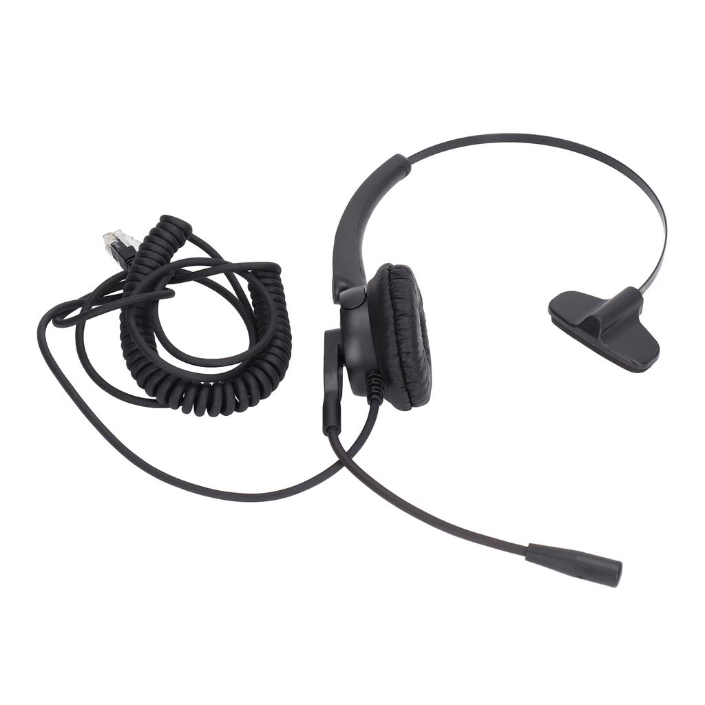 Гарнитура для телефона RJ9 с шумоподавлением, односторонние наушники с пружинным проводом и микрофоном для офисных звонков