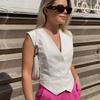 Women's Vest Black White Cropped Vest Top Women V Neck Sleeveless Vest Woman Fashion Working Summer Suit Vest Short Coats